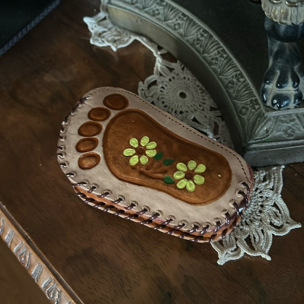 Vintage Leather Foot Coin Purse